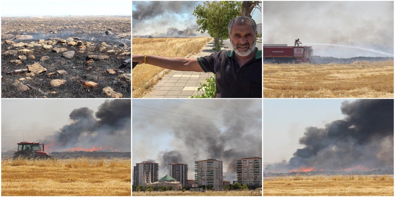 Diyarbakır'da anız yangınının ardından mahalle sakinleri uyardı: İçki şişeleri endişe oluşturuyor