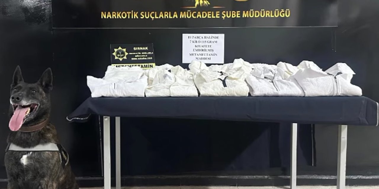 Şırnak'ta kıyafetlere emdirilmiş 7 kilo metamfetamin ele geçirildi