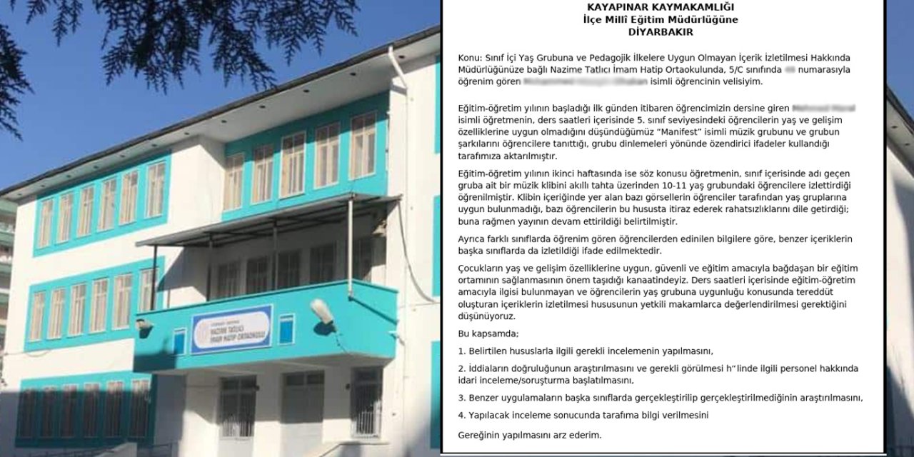 Diyarbakır'da okulda vahim iddia: Öğretmen öğrencilere sapkın grupların klibini izletmiş!