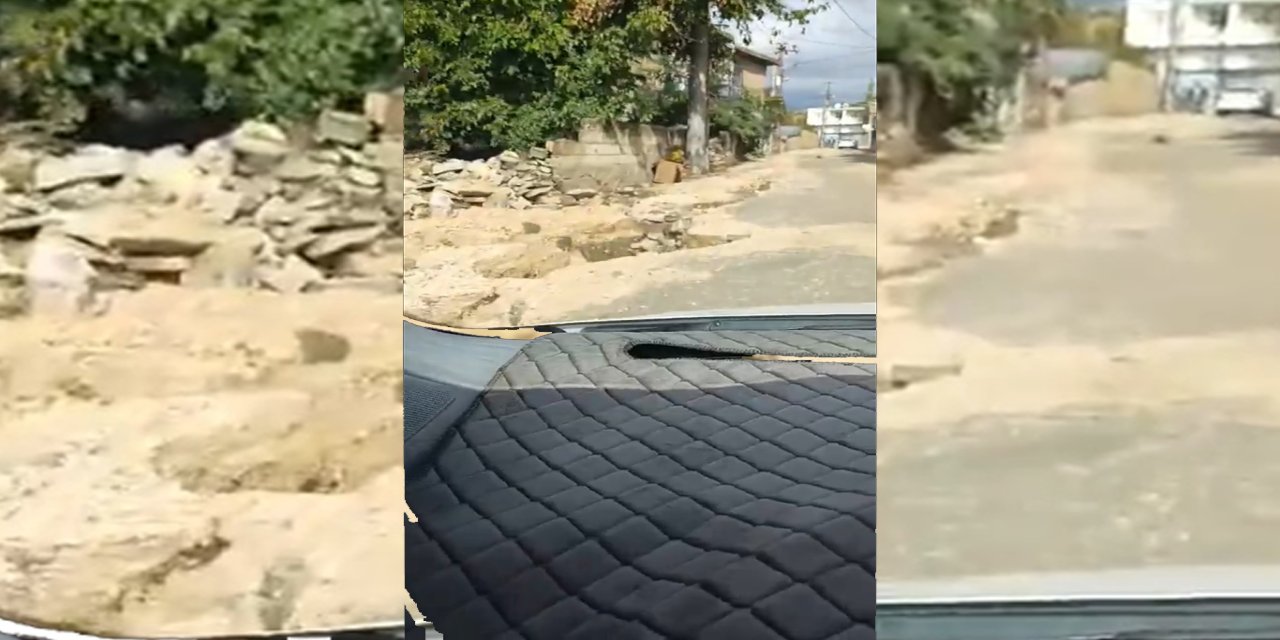 Diyarbakır’ın Ergani ilçesinde yağış sonrası bozulan yol için yetkililere çağrı