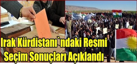 Irak Kürdistanı`ndaki Resmi Seçim Sonuçları Açıklandı