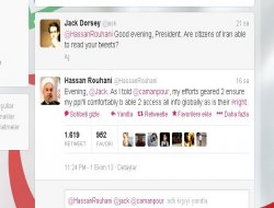 Ruhani'den Twitter'ın kurucusuna tweet