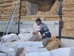 Samanların arasından 65 bin paket sigara çıktı