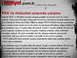 Milliyet: PKK ile Hizbullah Arasında Çatışma