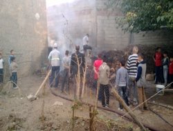 Bahçede çıkan yangın korkulu anlara neden oldu