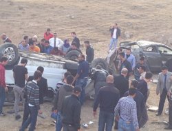 Cizre'de çarpışan 2 araç şarampole yuvarlandı