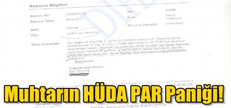 Muhtarın HÜDA PAR Paniği!