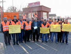 Karayollarında çalışan taşeron işçilerden eylem