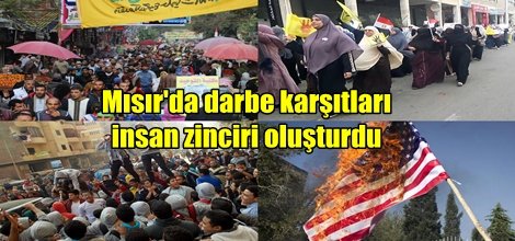 Mısır'da darbe karşıtları insan zinciri oluşturdu
