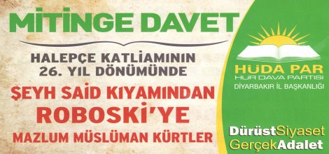 HÜDA PAR Mustazaflar için miting düzenleyecek