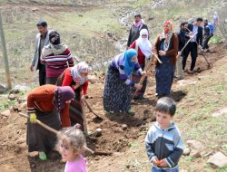 Köylüler kazma-kürek yol çalışmasına başladılar