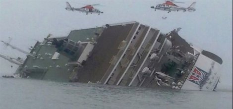 Güney Kore'de 470 yolcusu olan gemi battı