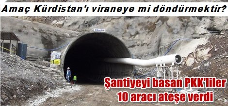 Bingöl'de şantiyeyi basan PKK'liler 10 aracı ateşe verdi