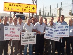 Karayolları işçileri seslerini duyurmaya çalıştılar