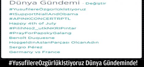 #YusufilereÖzgürlükİstiyoruz TAG`ı Dünya Gündeminde