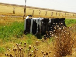 Nusaybin'de TIR devrildi: 1 yaralı