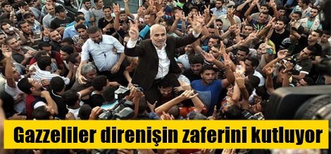 Gazzeliler direnişin zaferini kutluyor