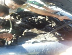 Kızıltepe'de otomobil alev aldı