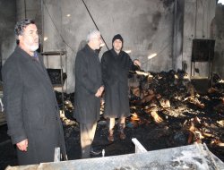 HÜDA PAR heyeti, yanan fabrikada incelemelerde bulundu