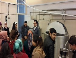 Veteriner hekimliği öğrencileri yoğurt fabrikasını gezdi