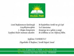 Hüda-Par Diyarbakır il kongresi Pazar günü yapılacak