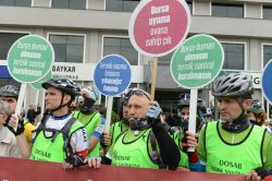 Bursa'da bisikletli termik protestosu