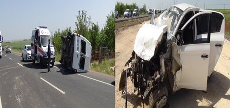 Çınar’da minibüs ile otomobil çarpıştı video-foto