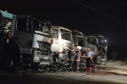 Siirt'te şantiye araçları kundaklandı