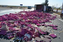 Yumurta yüklü kamyonet devrildi