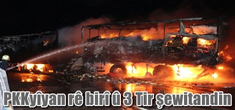 PKKyîyan rê birî û 3 Tir şewitandin