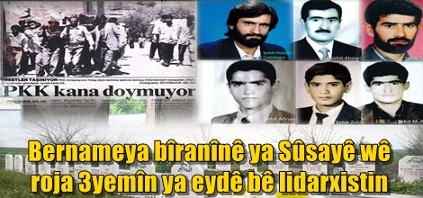 Bernameya bîranînê ya Sûsayê wê roja 3yemîn ya eydê bê lidarxistin