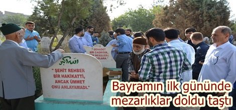 Bayramın ilk gününde mezarlıklar doldu taştı video-foto