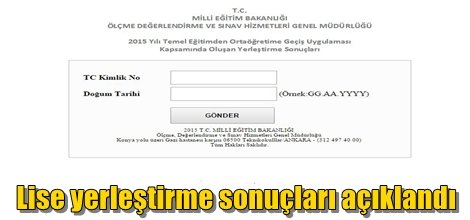 Lise yerleştirme sonuçları açıklandı