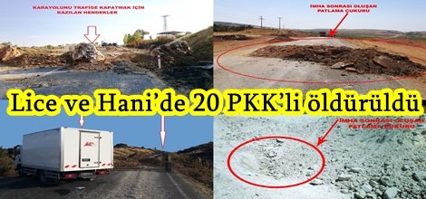 Lice ve Hani’de 20 PKK’li öldürüldü