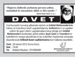 Şeyh Said İçin Basın Açıklamasına Davet