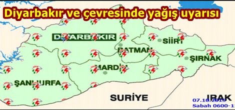 Diyarbakır ve çevresinde yağış uyarısı