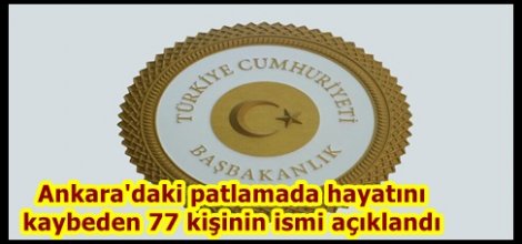 Ankara'daki patlamada hayatını kaybeden 77 kişinin ismi açıklandı