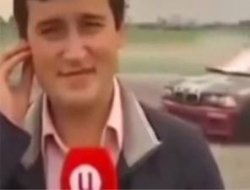 Canlı yayında araç muhabire çarptı!-video