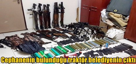 Cephanenin çıktığı traktör belediyenin çıktı