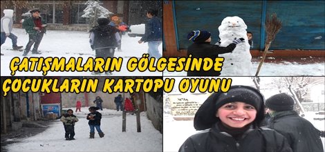Çatışmaların gölgesinde çocukların kartopu oyunu