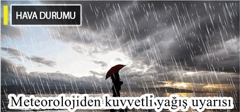Meteorolojiden kuvvetli yağış uyarısı